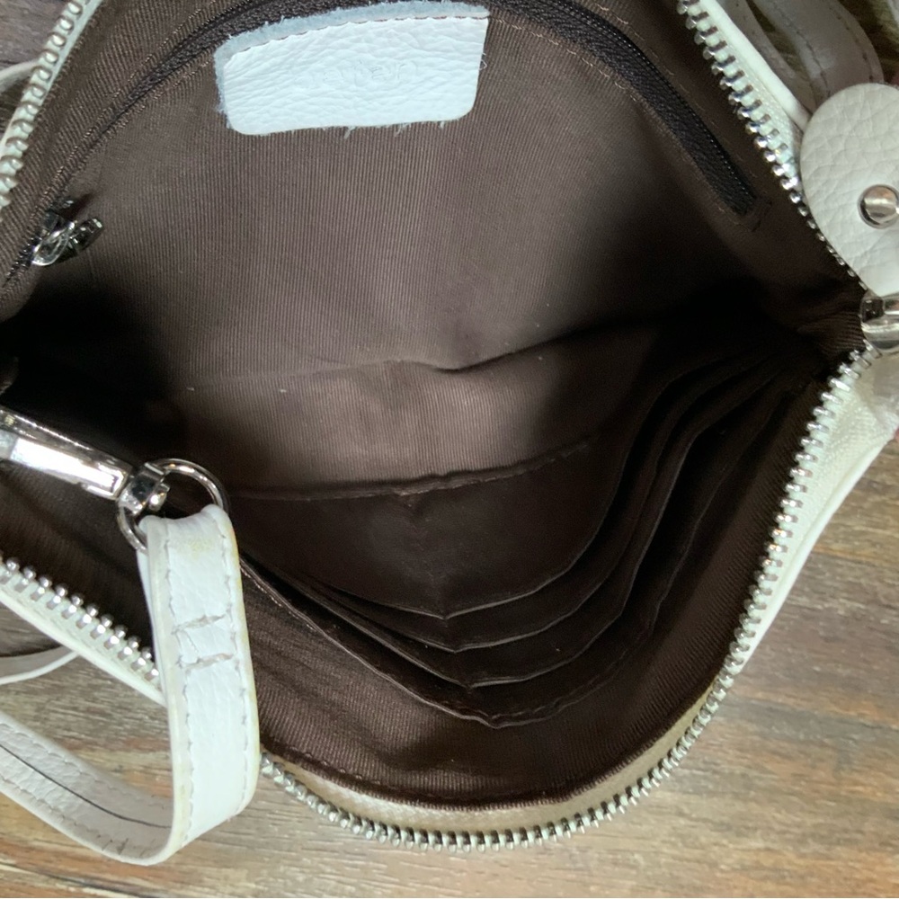 Befen Genuine Leather Crossbody Bag Small White Multi-Pocket Purse - Picture 4 of 6